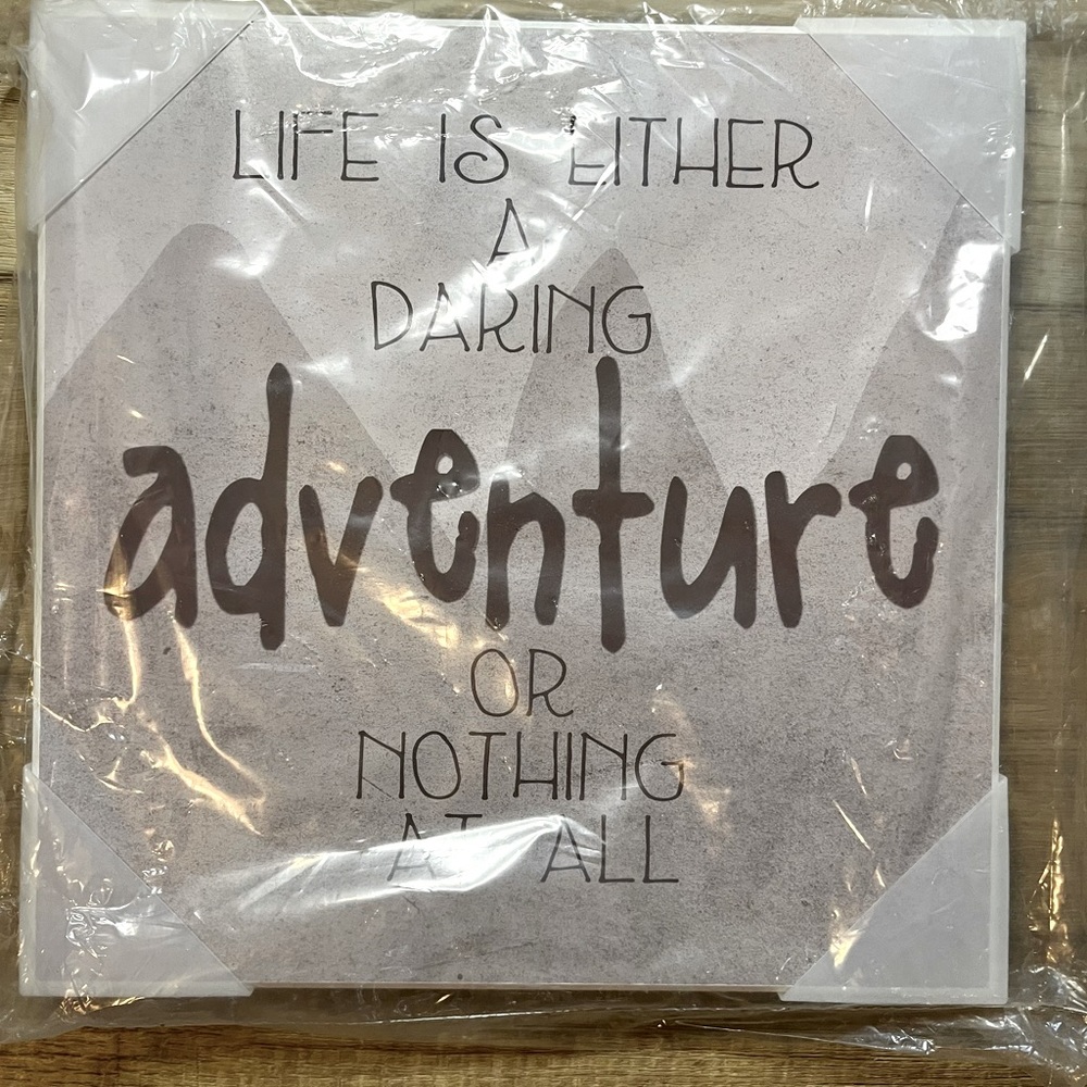 STUPELL MODERN WALL ART for the adventure Size 11.5” X 11.5” wood NWT